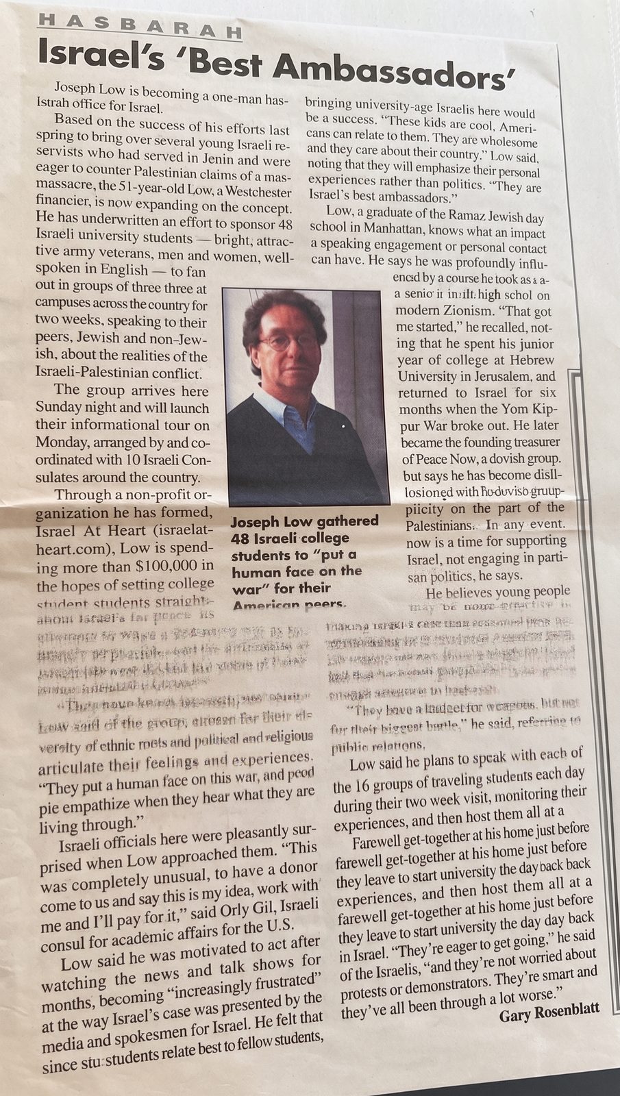 A newspaper feature about Joey Low.